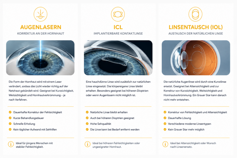 Übersicht Augenlasern ICL Linsentausch